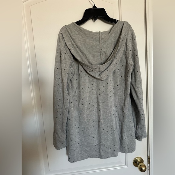 GUC j Jill gray tunic hoodie with black polka dots, size small - Picture 3 of 3